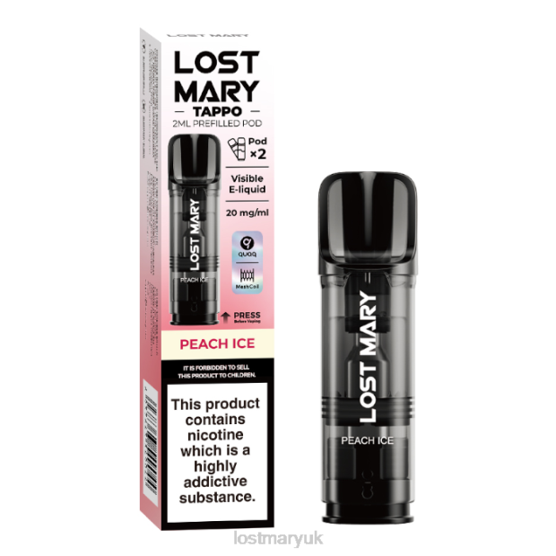 Peach Ice Lost Mary Online UK - LOST MARY Tappo Prefilled Pods - 20mg - 2PK THZJ180