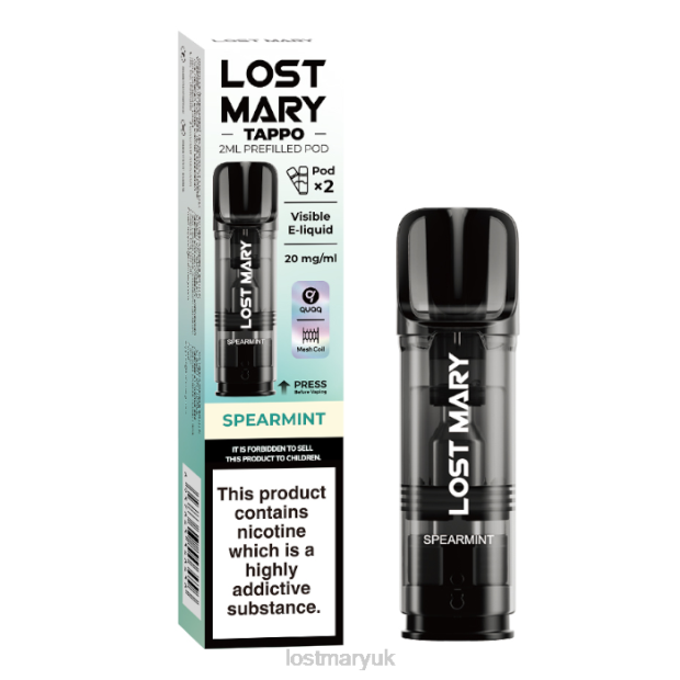Spearmint Lost Mary Uk Flavours - LOST MARY Tappo Prefilled Pods - 20mg - 2PK THZJ176